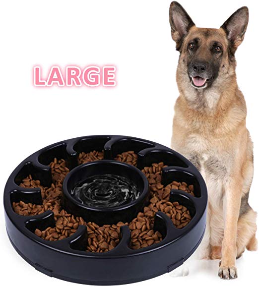 JASGOOD Slow Dog Bowl for Large Dogs,Fun Feeder Dog Bowl,Anti-Gulping Dog Slow Feeder Stop Bloat,Slow Eating Big Pet Bowl