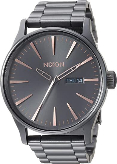 Nixon Sentry SS Stainless Steel Day/Date 42mm WR 100 Meters Mens Watch A356