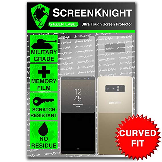 ScreenKnight Samsung Galaxy Note 8 Screen Protector - Curved Fit - Full Body Military shield - Front & Back