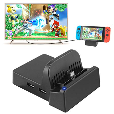 Switch TV Dock, Portable Mini Switch Docking Station Replacement for Nintendo Switch Dock, Compact Switch to HDMI Adapter with Extra USB 3.0 Port, Replacement Charging Stand Dock for Nintendo Switch