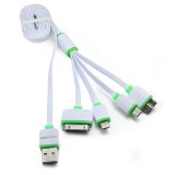 WonderfulDirect 4 in 1 Multi USB Adapter Charging Cable Connector 4 in 1 Cable-whitegreen