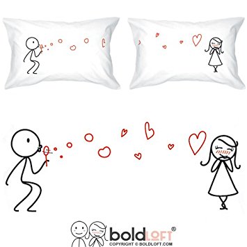 BOLDLOFT "From My Heart to Yours" His & Hers Couples Pillowcases-Couples Gifts for Him and Her,Valentines Day Gifts for Her,Boyfriend Girlfriend Gifts,Romantic Anniversary Gifts