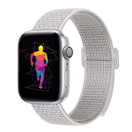 INTENY Sport Band Compatible with Apple Watch 38mm 40mm 42mm 44mm, Soft Lightweight Breathable Nylon Sport Loop, Strap Replacement for iWatch Series 4, Series 3, Series 2, Series 1