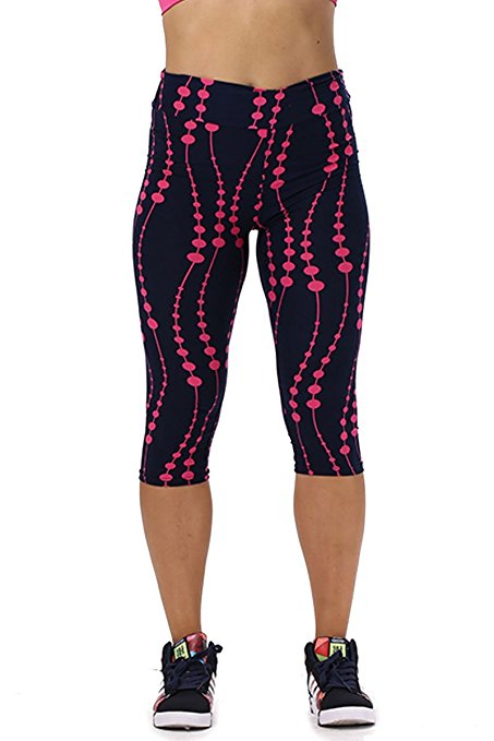 Ancia Womens Tartan Active Workout Capri Leggings Fitted Stretch Tights