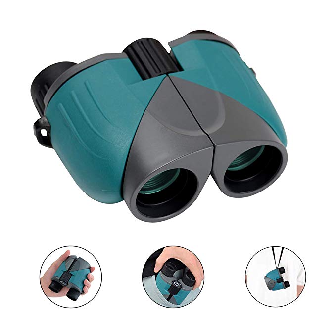 Night Vision Binoculars for Adults Kids Compact Lightweight, Ronhan 12x25 High Power Small Folding with HD BAK4 FMC Lens, Waterproof Telescope for Teens Birdwatching Theater Hunting（Blue）