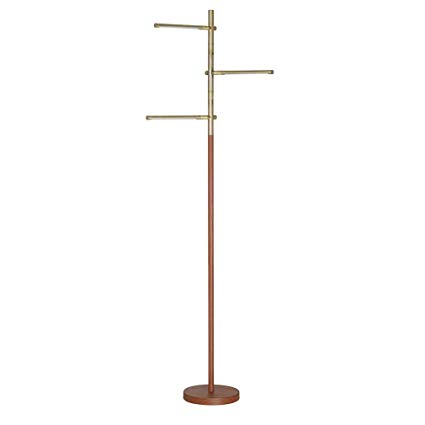 Rivet Mid Century Modern 3 Light Living Room Standing Floor Lamp with Integrated LED Light - 67.5 Inches, Antique Brass Finish