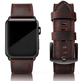 SWEES Leather Bands Compatible for iWatch Apple Watch 42mm 44mm, Genuine Leather Vintage Strap Compatible iWatch Series 4, Series 3, Series 2, Series 1, Sports & Edition Men, Retro Mahogany