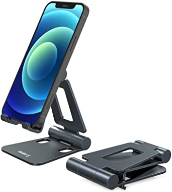 Nulaxy Phone Stand, Fully Foldable, Adjustable Desktop Phone Holder Cradle Dock - Grey