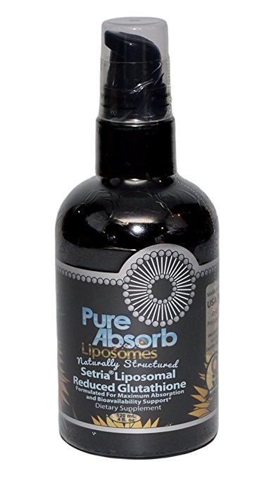 PureAbsorb Liposomal Setria Reduced Glutathione, Phospholipid Encapsulation, 4 oz / 120 ml Bottle, Made in USA, Non-GMO, Vegan, Vegetarian, Compare to Quicksilver Scientific