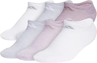 adidas Women's Athletic Cushioned No Show Socks (6-Pair) Low Profile Look with Arch Compression for a Secure Fit