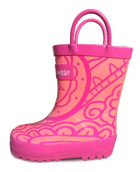 Oakiwear Girls Pink Rubber Rain Boots