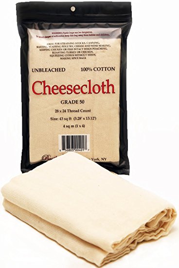 Basiloff Cheesecloth 4.8 Sq Yds Natural Chef Grade Fine Mesh Unbleached 100% Cotton