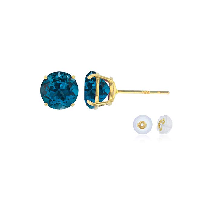 Solid 14K Yellow, White or Rose Gold 6mm Round Genuine Gemstone Birthstone Stud Earrings | Solid Gold | Prong Set | Natural Gemstones | Gold Earrings For Women