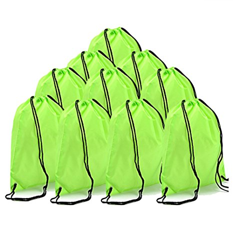 BINGONE Folding Drawstring Bag Nylon Backpack 15.4 x 13.0 inch 10 x Fluorescent Green