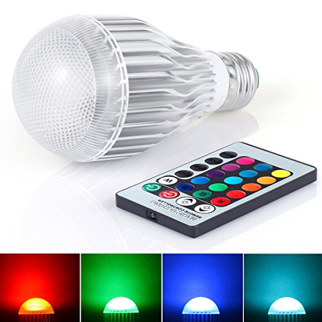 Boomile E26 LED Light Bulb 10W RGB Color Changing LED Lamp Dimmable with Remote Control