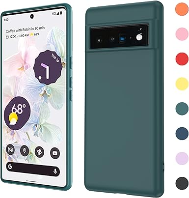 LeYi for Pixel 6 Pro Case, Case Pixel 6 Pro Soft Silicone Ultra Slim Shockproof Protective Case with Anti-Scratch Microfiber Lining, Full Covered Soft Gel Rubber Case Pixel 6 Pro, Green