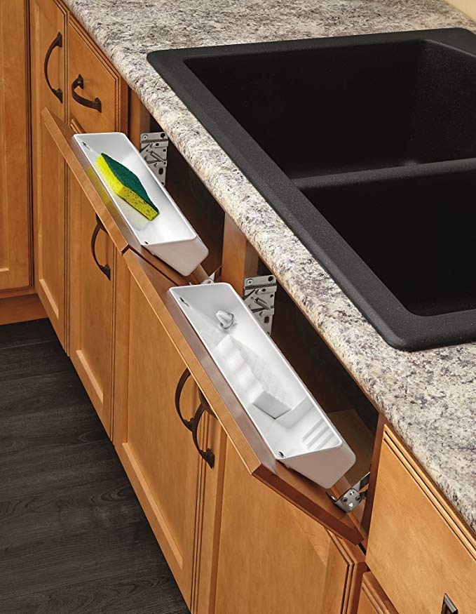 Rev-A-Shelf - 6572-11-11-52 - 11 in. White Polymer Tip Out Sink Front Trays and Hinges