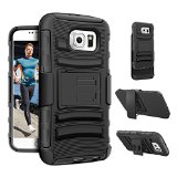 S6 Case LoHi 3 Layer Holster Combo Shockproof CaseDrop ProtectionHeavy Duty Belt Clip for Samsung Galaxy S6 Black Cover Hard Phone Case with Rotating Ratching Kicks and Belt Swivel Clip