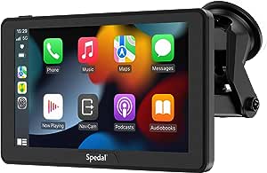 2024 Newest Portable Car Stereo with Wireless CarPlay and Android Auto, Spedal CL786 Apple CarPlay Dash Mount Car Screen, 7" IPS Touchscreen, Mirror Link/Bluetooth/Navigation/Voice Control