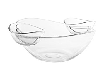Adorn Chips n' Dips / Salad Bowl with 2 Attachable Dip Cups Set