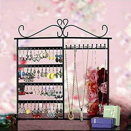 ifavor123 Earring Holder Jewelry Organizer Necklace Hanger Wall Stand Rack Black Classic Display (Black)