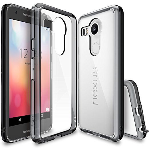 Nexus 5X Case, Ringke FUSION ** Shock Absorption Technology** [FREE Screen Protector][SMOKE BLACK] Scratch Resistant Clear Back Drop Protection Bumper Case for Google New Nexus 5X / 5 2nd Gen. 2015