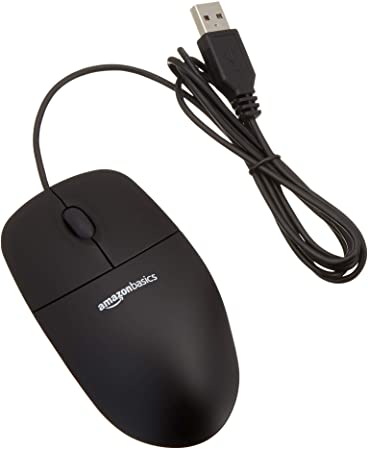 AmazonBasics 3-Button USB Wired Computer Mouse (Black), 1-Pack