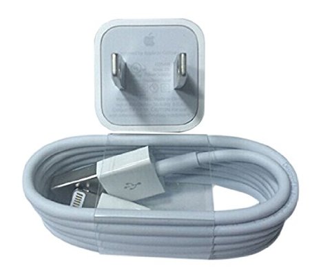 Apple OEM Wall Charger for iPhone 6s/6/6plus/ 5/5c/5s/ USB to Lightning Cable Plus USB Data Cable