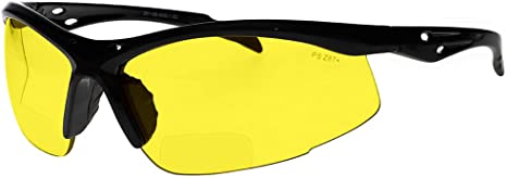 Bifocal Safety Glasses SB-9000 with Yellow Lenses,  1.00