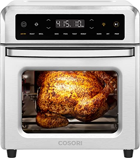 COSORI Air Fryer Toaster Oven, 13 Qt Familiy Size, 11-in-1 Functions with Rotisserie, Dehydrate, Dual Heating Elements with Convection Fan for Fast Cooking, Cookbook & 6 Accessories, Stainless Steel