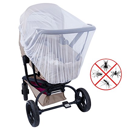 Lictin Baby Infant Insect Net, 57-inch-diameter Elastic Stretches Crib Netting and Carrier Netting Insect Net for Stroller Bassinets Pushchairs Crib Baby Cart Full Cover Mosquito Net (White)