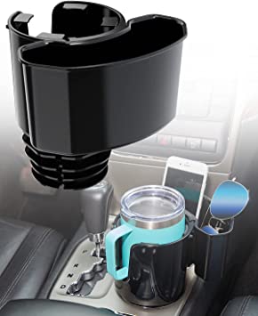 JoyTutus Cup Holder with Storage Box, Cup Holder Expander for Car, Large Car Cup Holder Adapt Most Regular Cup Holder 18-40oz, fit in 2.75 - 3.25inch Car Holder, with Attached Organizer