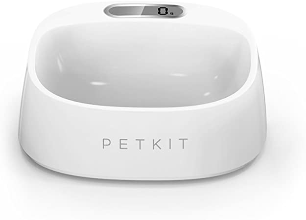 PETKIT Smart Digital Pet Feeding Bowl, None Spill Anti Slip, Antibacterial & Waterproof Dog Cat Food Bowl, Food Grade Silicon, 2 AAA Batteries Included (Porcelain White)