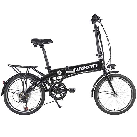 ORKAN 20”/ 26” Folding Electric Bike 7 Speed E-Bike for Adults 250W Suspension City Commuter Bike