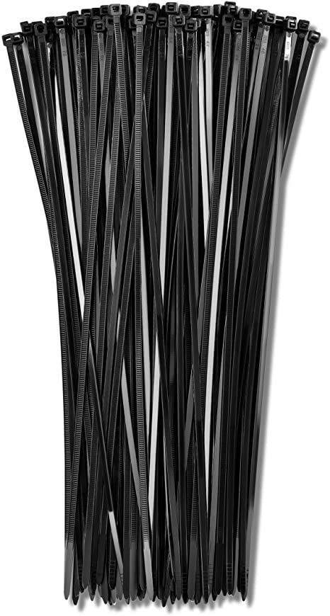 12" Inch Zip Ties Black (100 Pack), 40lb Strength, Nylon Cable Wire Ties, By Bolt Dropper.