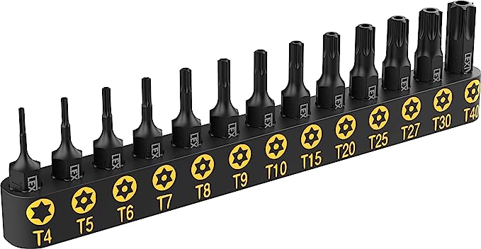 LEXIVON Tamper Proof Torx Bit Set, Premium S2 Alloy Steel | 13-Piece Security Star Bits, T4 - T40 | Precision CNC Machined (LX-301)