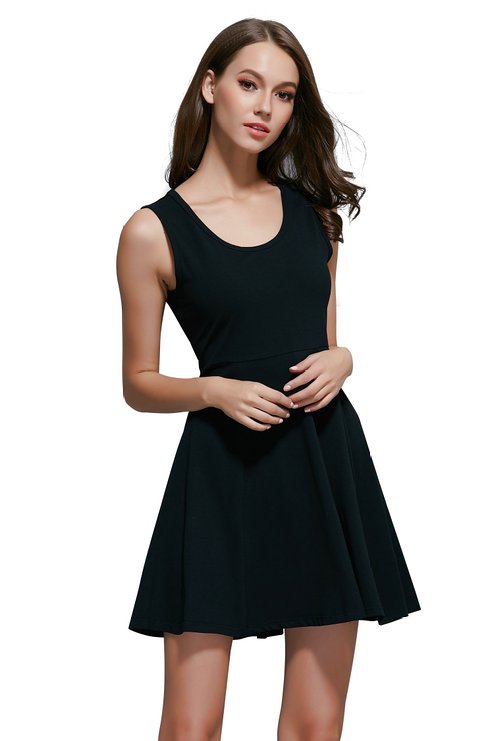 MSSHE Women Cotton Sleeveless Casual Tunic Basic Mini Dress