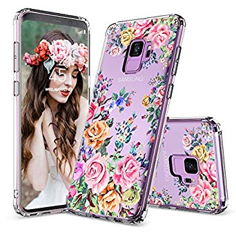 Galaxy S9 Case, Galaxy S9 Case for Girls, MOSNOVO Roses Garden Floral Printed Flower Pattern Clear Design Plastic Hard Case with Soft TPU Bumper Protective Case Cover for Samsung Galaxy S9 (2018)