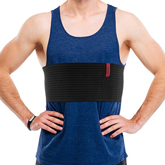 ORTONYX 6.25" Broken Rib Brace for Men and Women - Elastic Chest Wrap Comppression Support Belt - Rehabilitation of Cracked, Fractured, Dislocated Ribs Post-Surgery Aid S/M Black / ACOX5256-BK-SM