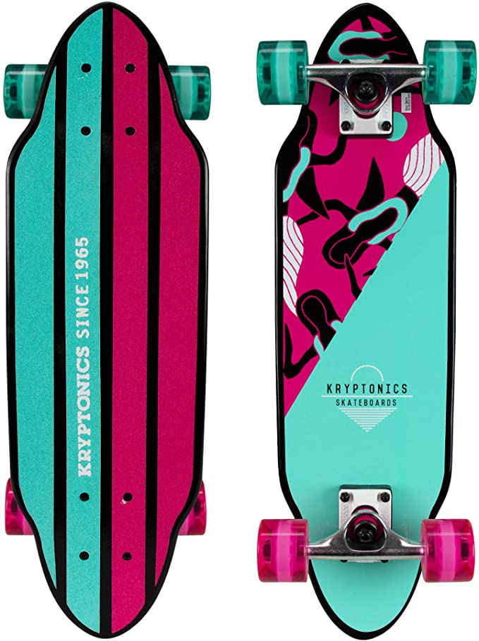 Kryptonics Mini Cutaway Cruiser Skateboard - Complete 26" Cruiser Board for Kids & Teens- Mermaids