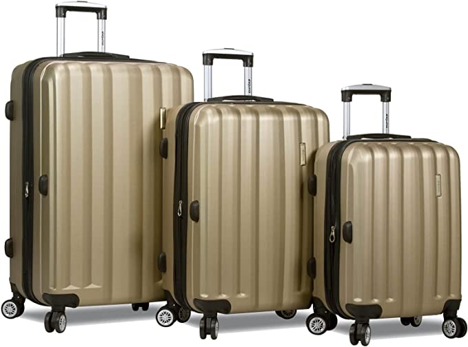 Dejuno Camden Hardside 3-Piece Expandable Spinner Luggage Set, Champagne, One_Size