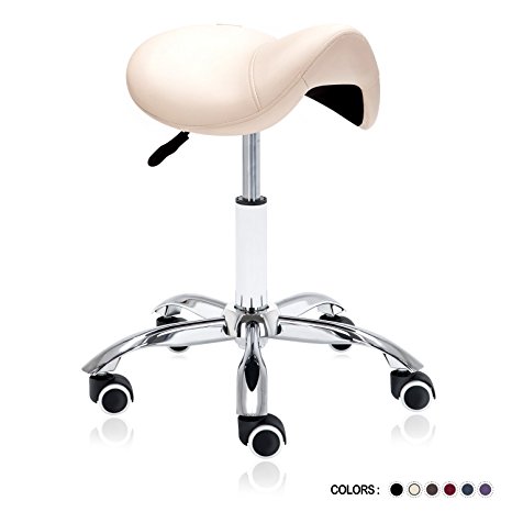 Dr.lomilomi Hydraulic Saddle Rolling Medical Massage Stool Chair 506 (Vanilla)