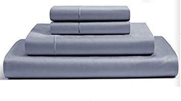 Audley Home 400Thread Count 100% Long Staple Cotton Sheet Set, Luxury Bedding, Smooth Sateen Weave,Sand (Twin XL, Dark Grey)