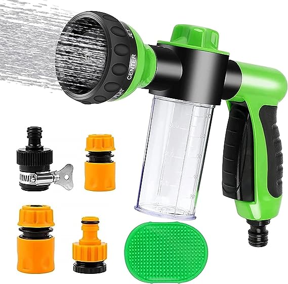 Pup Jet Dog Wash with dog washing hose attachment Adjustable 8-in-1, Garden Hose Nozzle,Dog Rubber Brush for Showering Pets Car Wash Watering Plants&Lawns