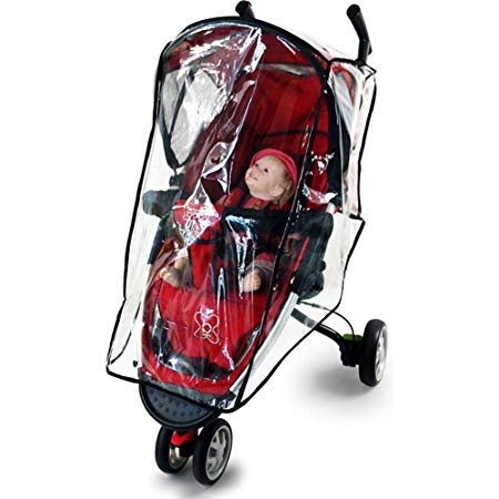 Qivange Stroller Weather Shield Universal Baby Stroller Rain Cover Clear PVC Double All Year Protection Travel Shield Cover for Wind Dust Insects Snow