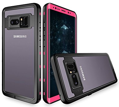Galaxy Note 8 Waterproof Case,Underwater IP68 Certified Waterproof Dustproof Snowproof Shockproof Full-Body Protective with Transparent Back Cover Case for Samsung Galaxy Note 8 (Pink)