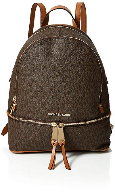 Michael Kors Rhea Zip Backpack (Medium, Signature Brown)