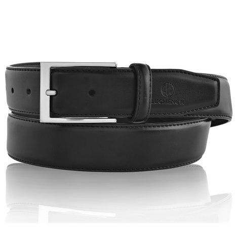 LUCHENGYI Belts for Men Leather Black Fashion Belt