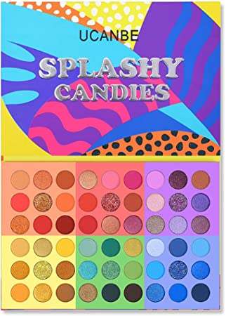 UCANBE 54 Colors Splashy Candies Eyeshadow Palette, Highly Pigmented Matte Shimmer Soft Creamy Glitter Rainbow Bright Powder Eye Shadow Blendable Waterproof Long Lasting Makeup Pallet