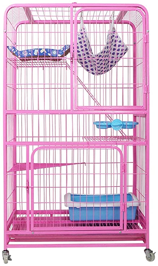 S-Lifeeling Cat Cage Cat Playpen Box Creat Kennel 3-Tier Cat House Cat Condo Folding Metal Crate Cage
